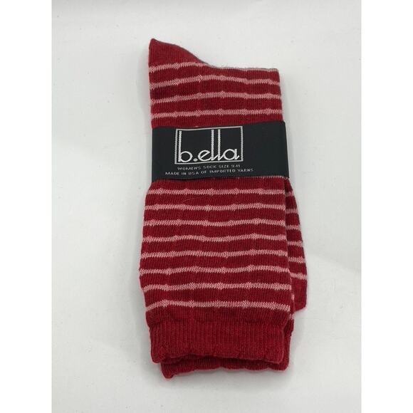 B.ELLA Women's Dark Red Scarlett Knit Cotton-Blend Pintelle Knee Socks SZ OS - Picture 1 of 8
